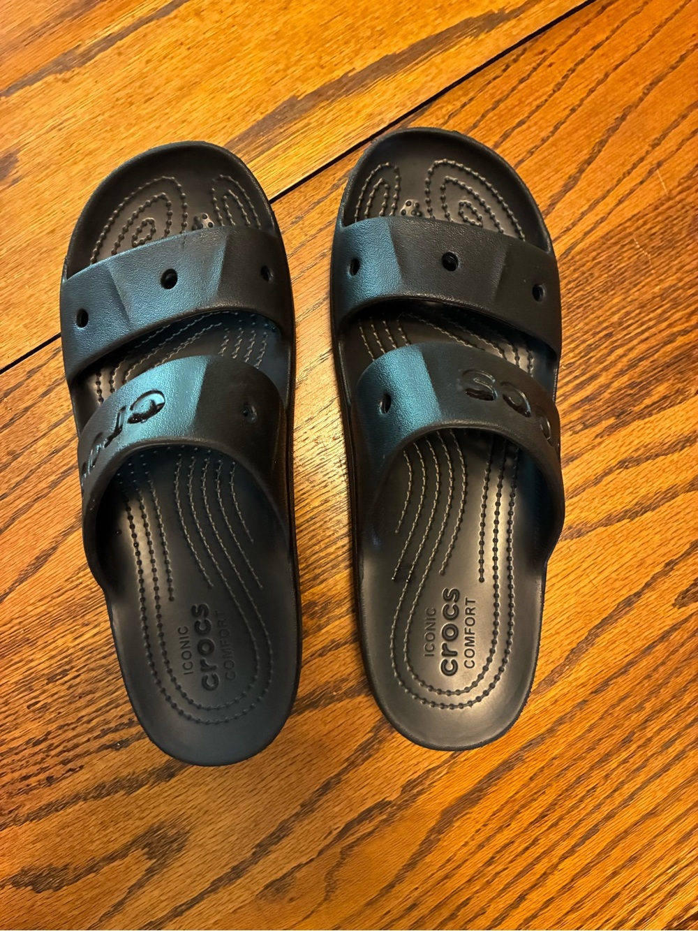 CROCS Black Dual-Strap Slide Sandals